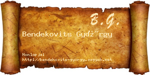 Bendekovits György névjegykártya